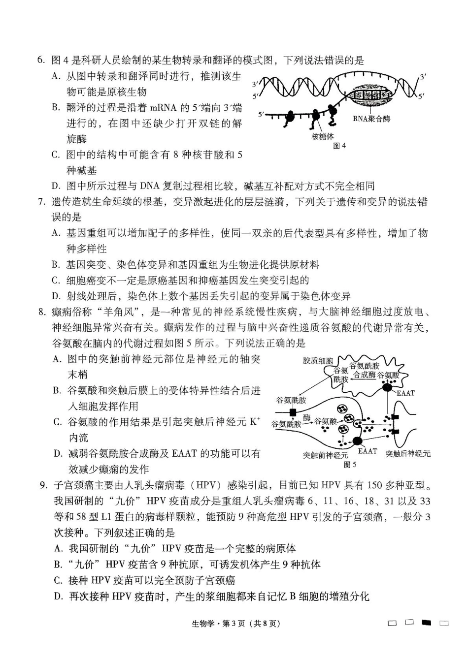 贵州省贵阳市七校2025届高三下学期联合考试（三）生物+答案.pdf_第3页