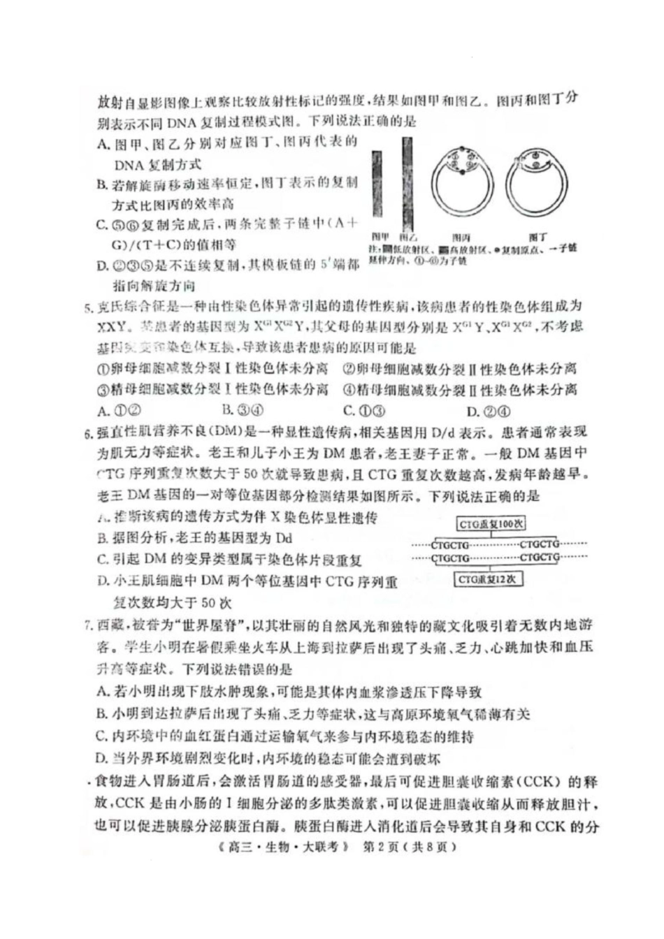 河南省H20高中联盟2024-2025学年高三下学期4月联考生物试卷.docx_第2页