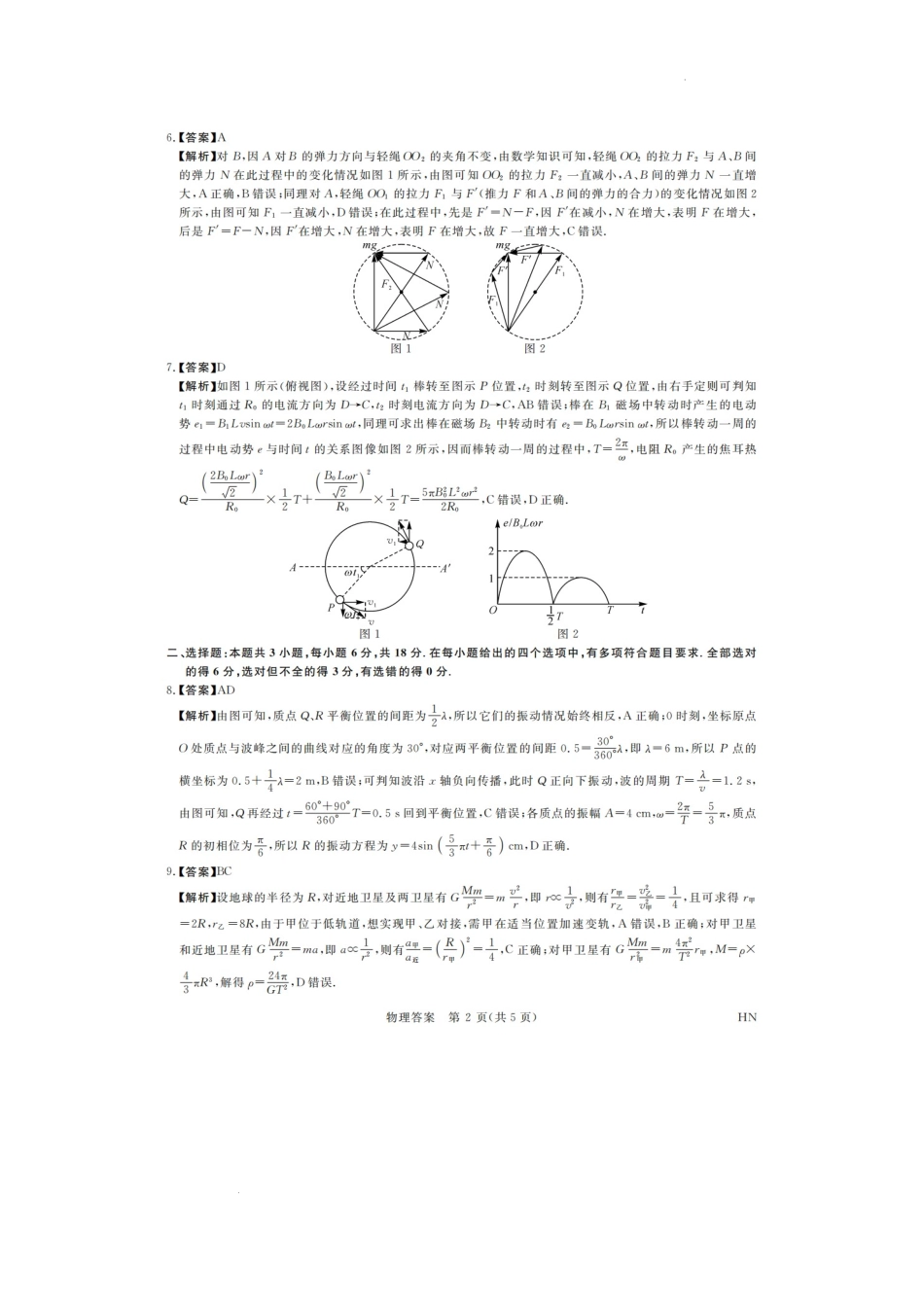 河南省金科新未来2025届高三4月一模考试物理答案.docx_第2页
