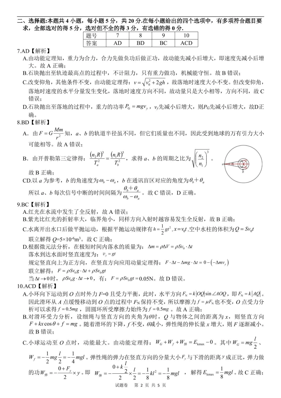 湖南省岳阳市2025届高三下学期教学质量监测（二）物理答案.pdf_第2页