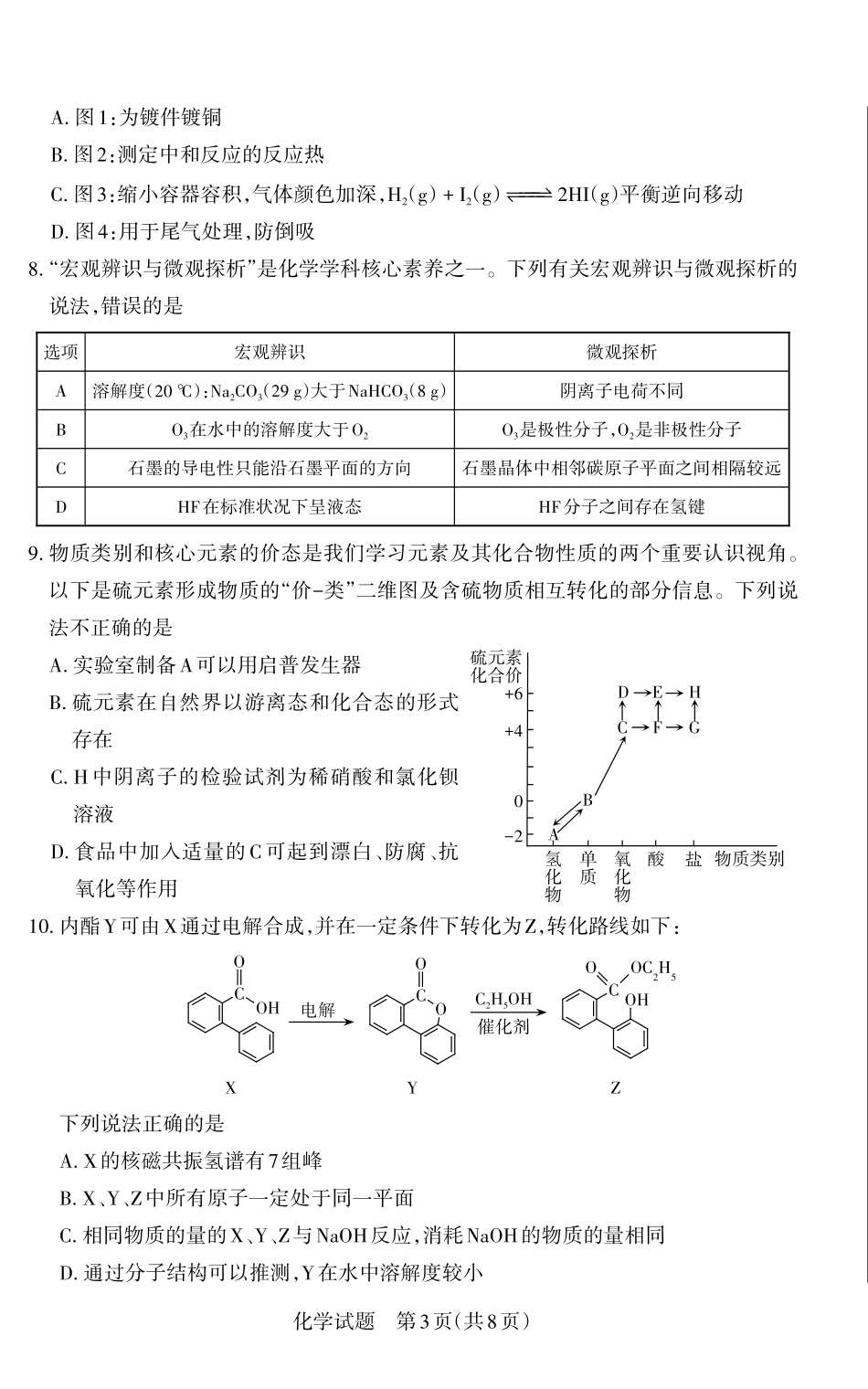 山西省思而行2025年高考考前适应性测试（冲刺卷）化学试题.pdf_第3页