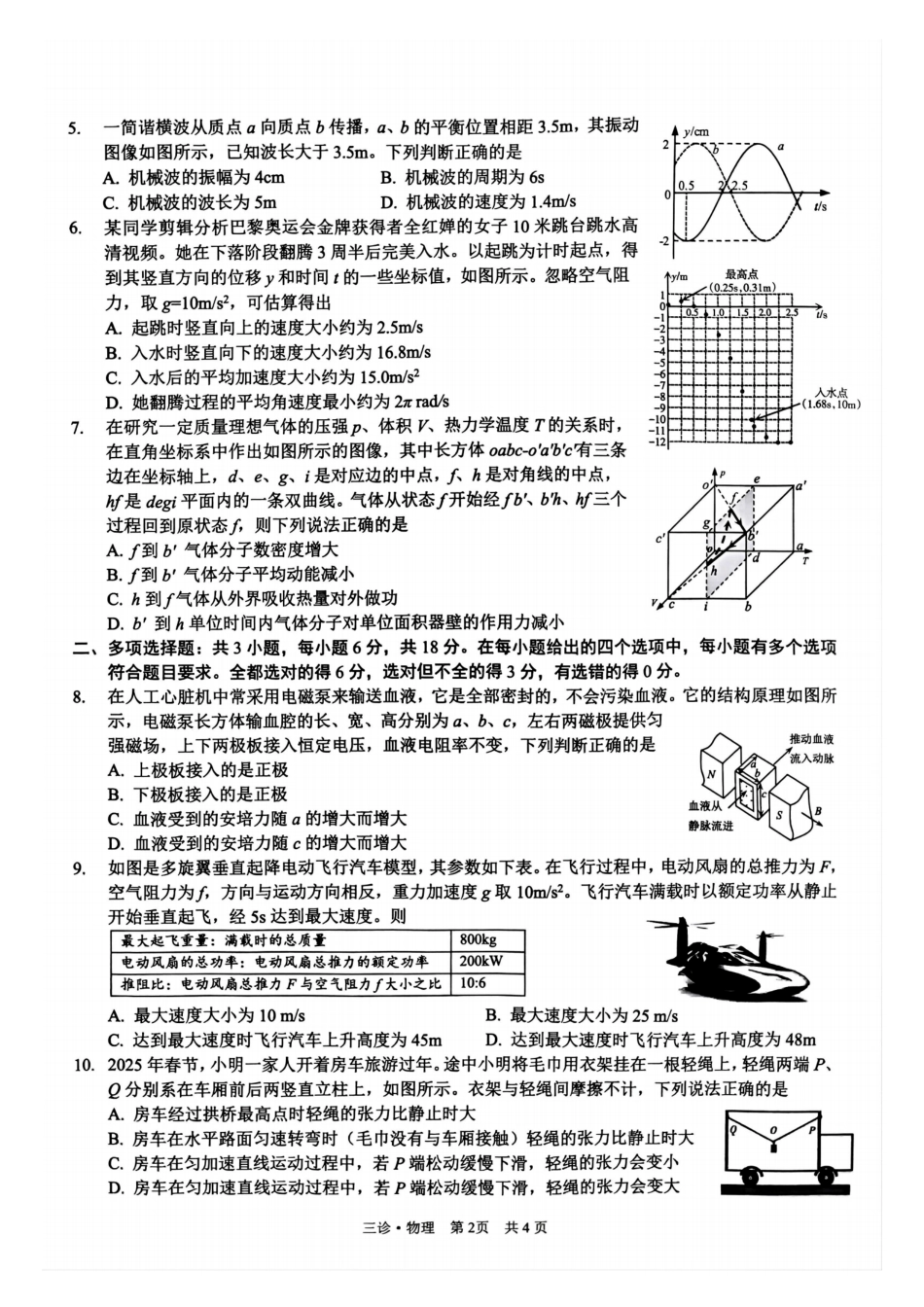 四川省泸州市高2022级第三次教学质量诊断性考试物理试题.pdf_第2页