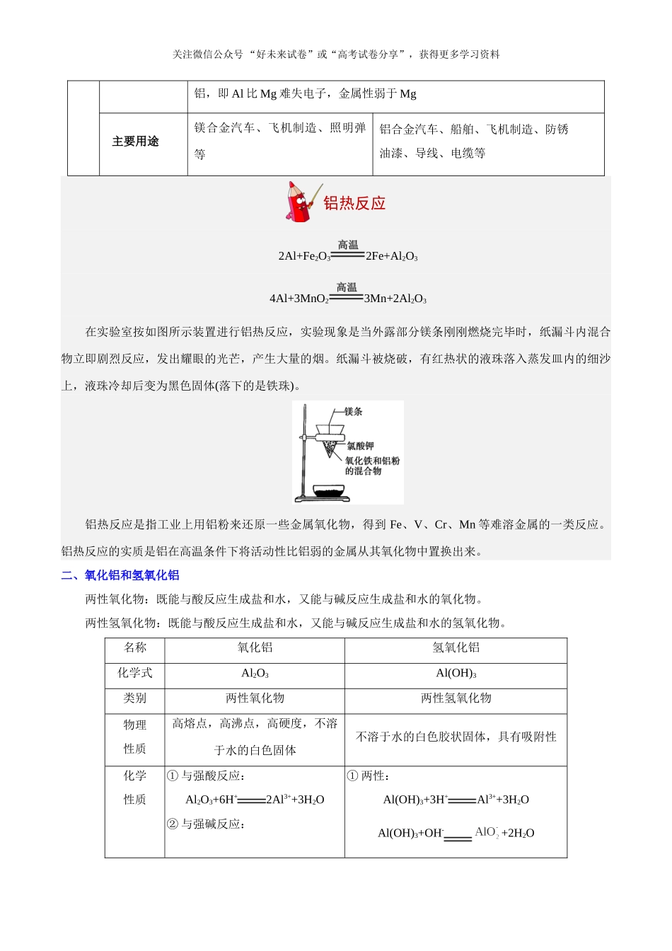 【高考化学考点专题】考点15 镁、铝及其重要化合物.doc_第2页