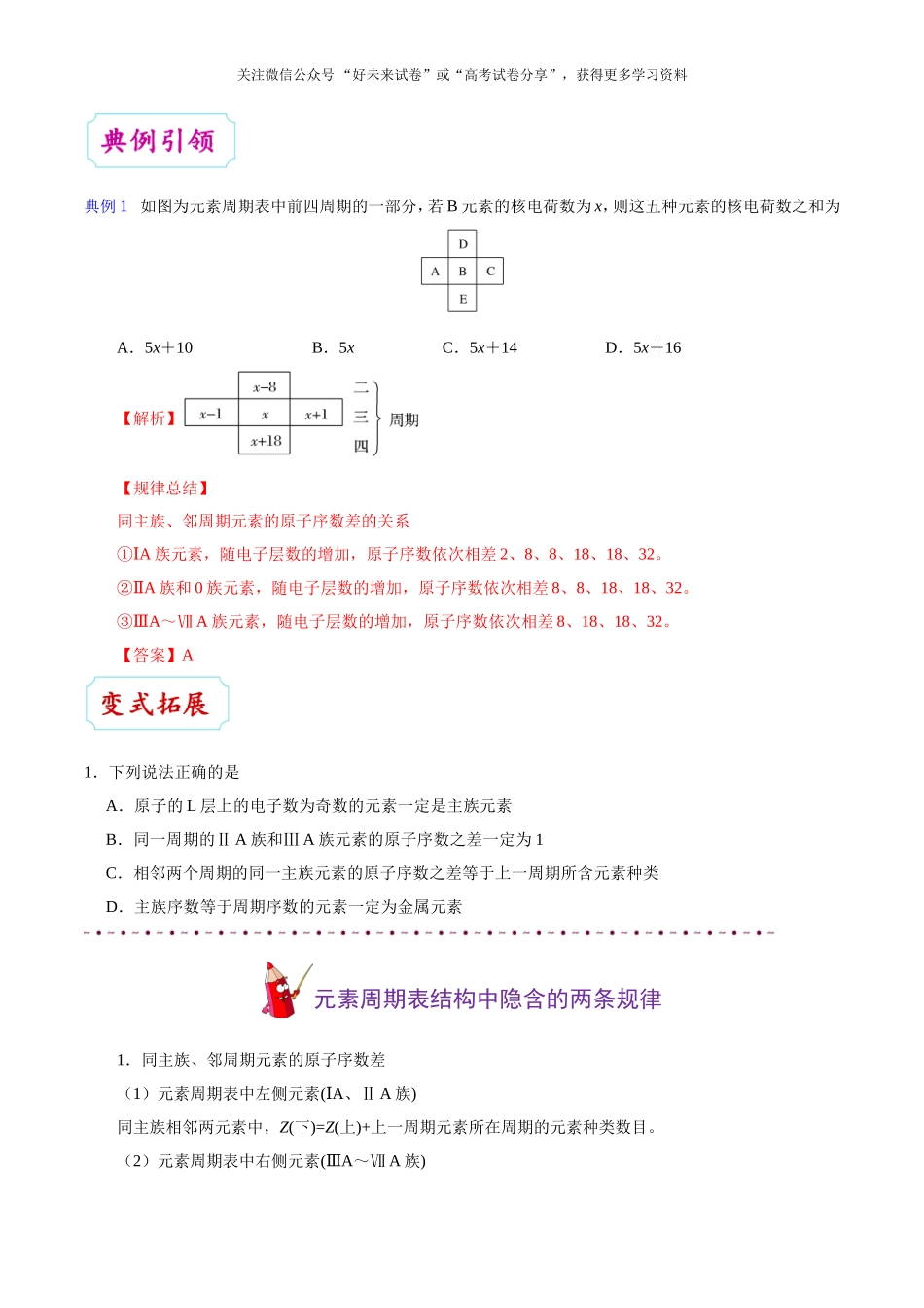 【高考化学考点专题】考点26 元素周期表的结构.doc_第3页