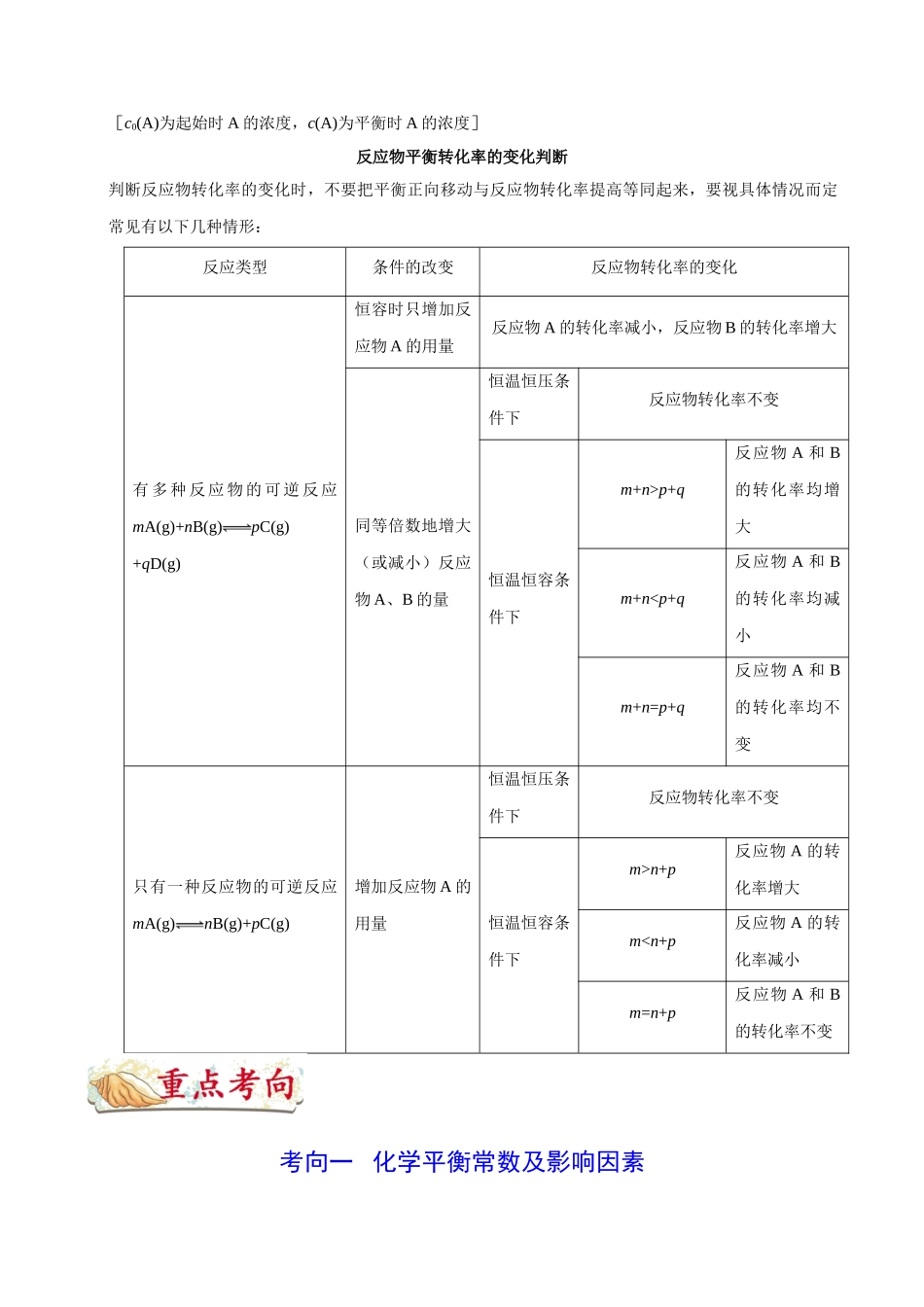 【高考化学考点专题】考点40 化学平衡常数及转化率.doc_第2页