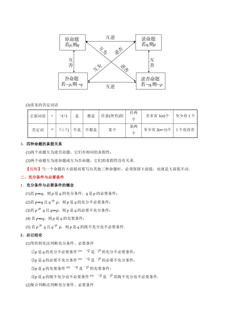 【高考理科数学考点专题】考点02 命题及其关系、充分条件与必要条件.docx_第2页
