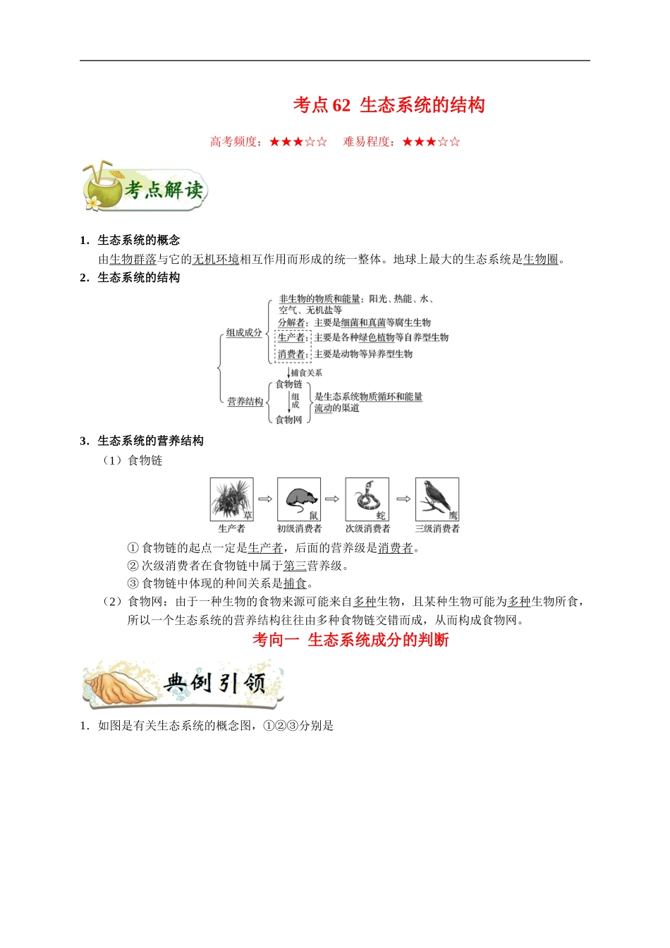 【高考生物考点专题】考点62 生态系统的结构.doc_第1页