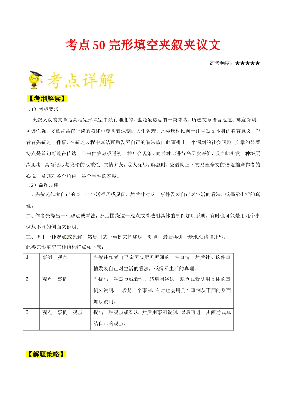 【高考英语考点专题】考点50 完形填空夹叙夹议文.doc_第1页