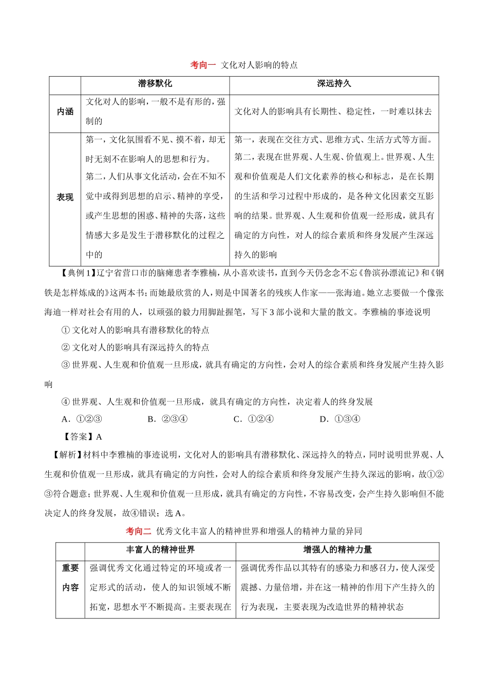 【高考政治考点专题】考点31 文化对人的影响.doc_第3页