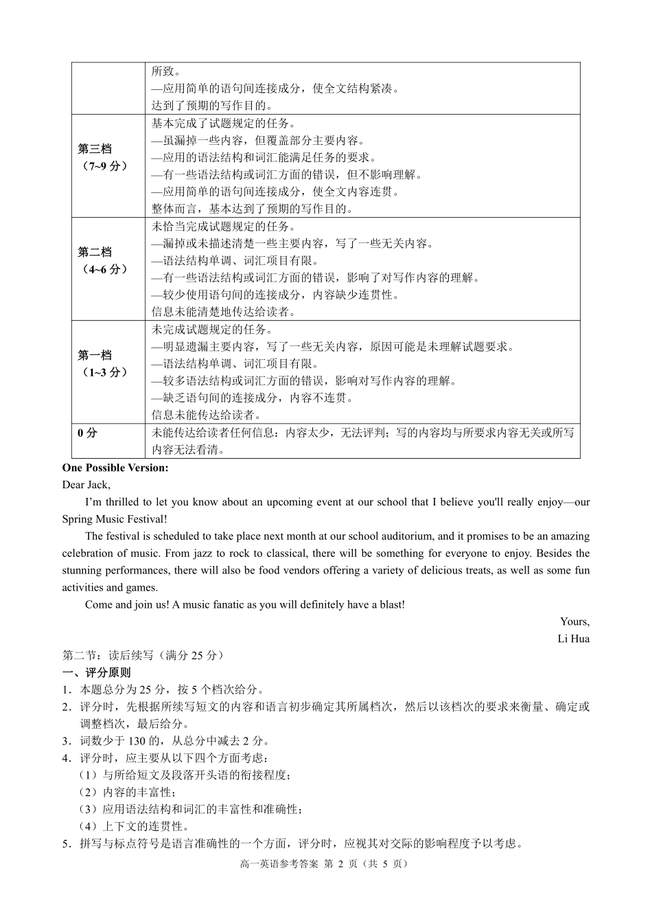 9+1高中联盟2023-2024学年高一下学期4月期中英语参考答案.pdf_第2页