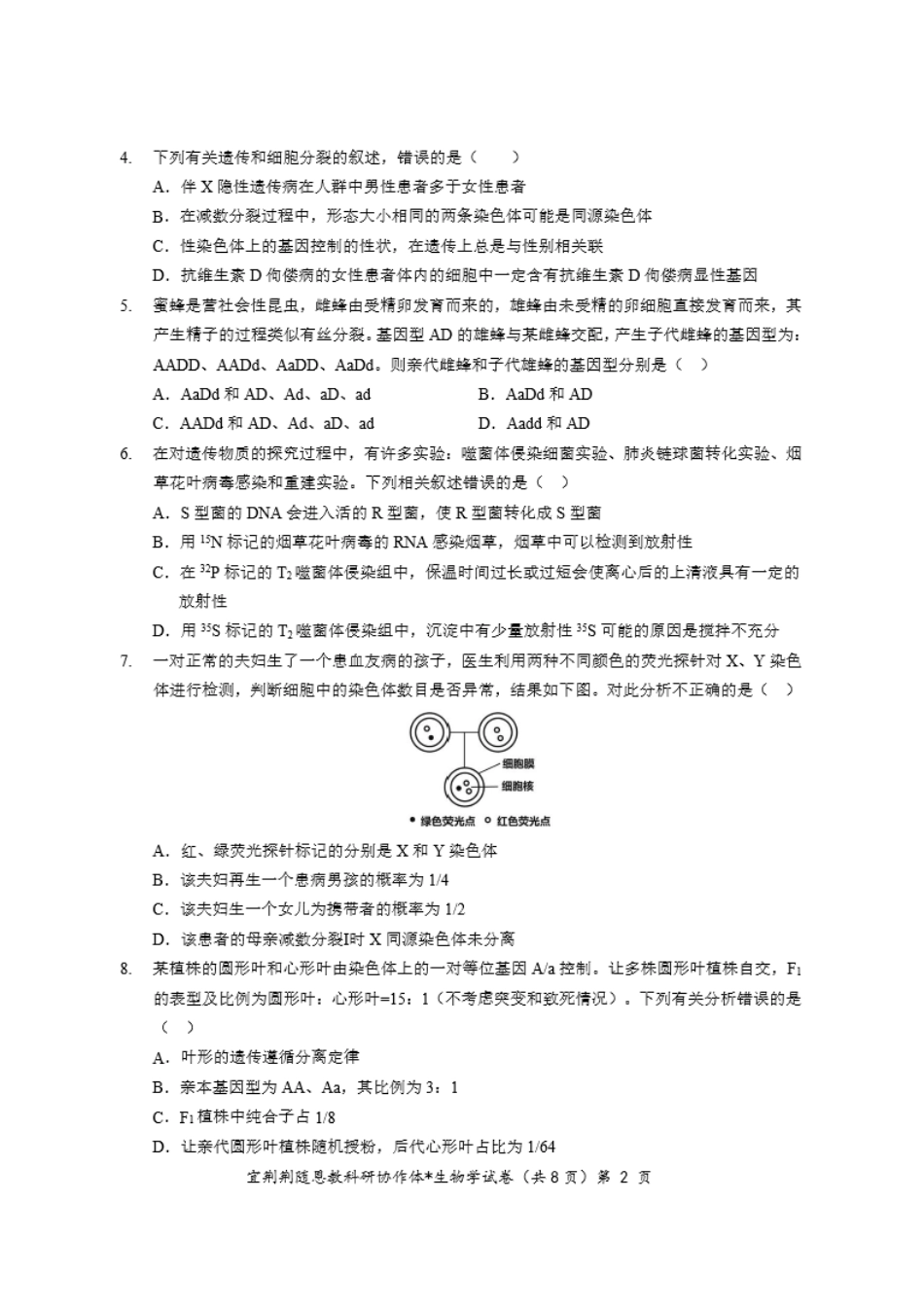 生物-湖北省宜荆荆随恩2023-2024学年高一下学期6月联考.pdf_第2页