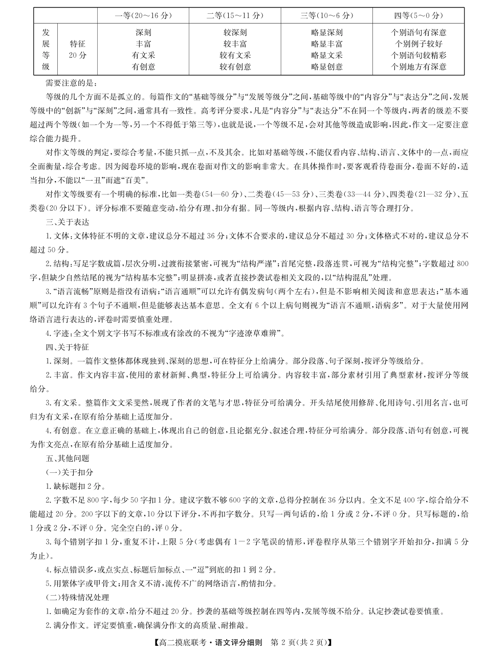 九师联盟2023-2024学年高二下学期6月摸底考试语文评分细则-摸底联考.pdf_第2页
