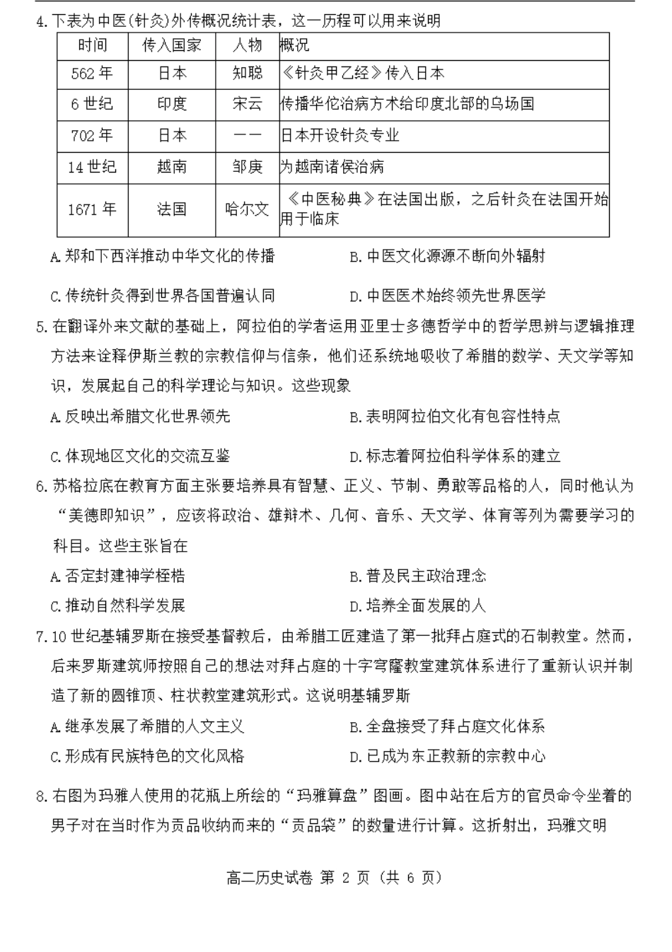 2023-2024学年高二下学期4月期中考试历史试题.pdf_第2页