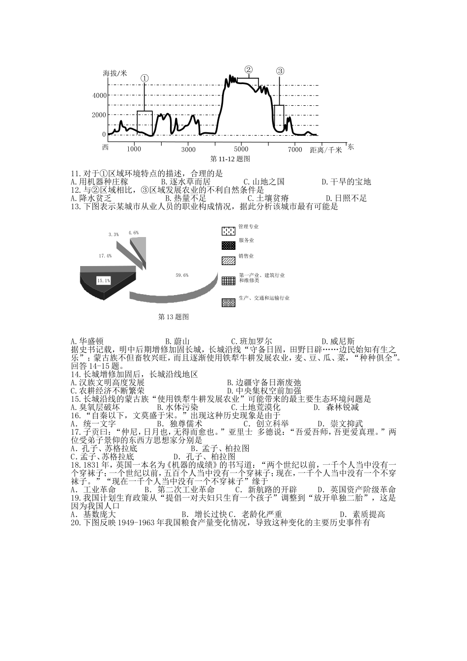2015年台州市中考历史、社会政治试题及答案.doc_第2页