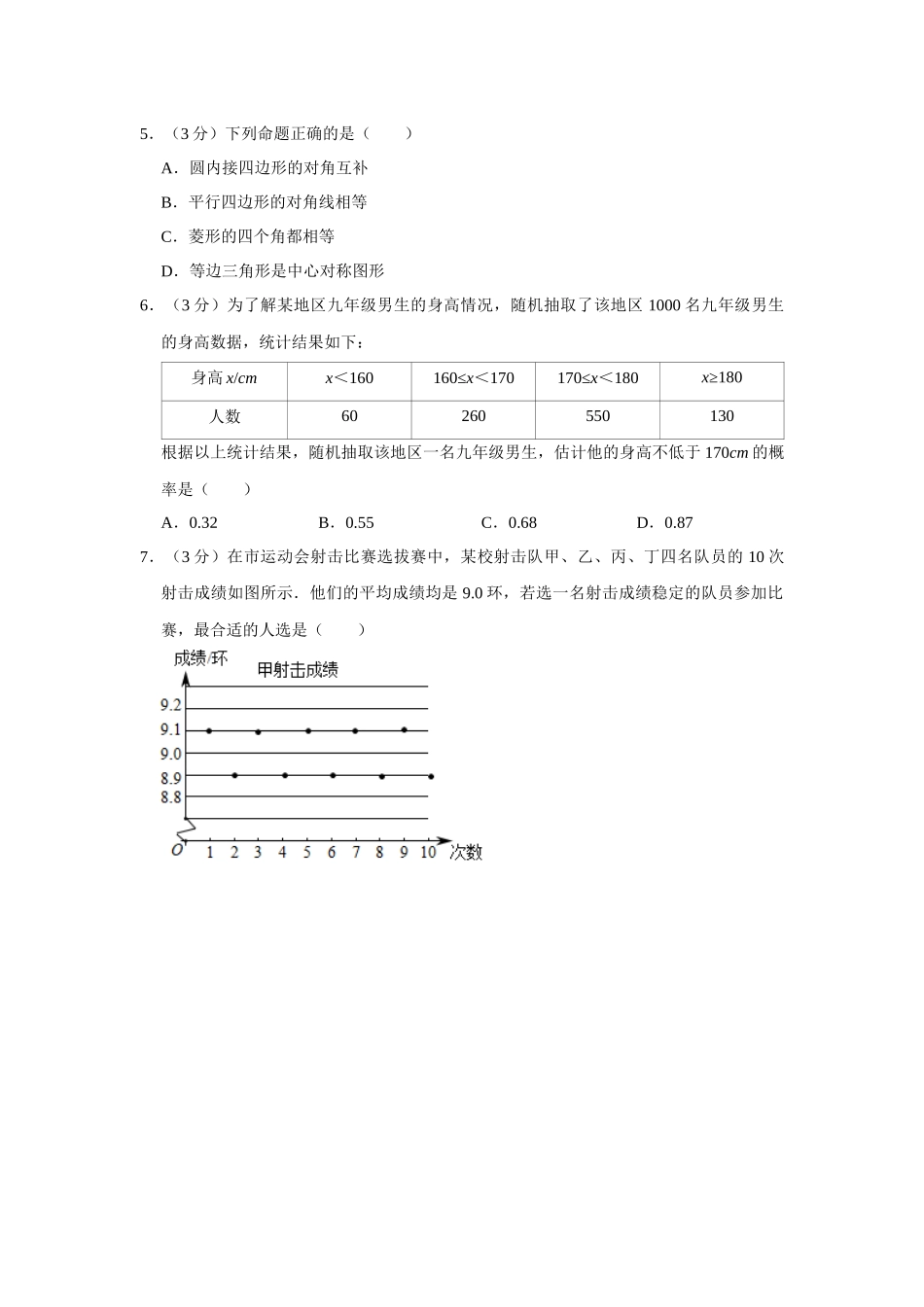 2020年辽宁省盘锦市数学中考试卷（空白卷）.docx_第2页