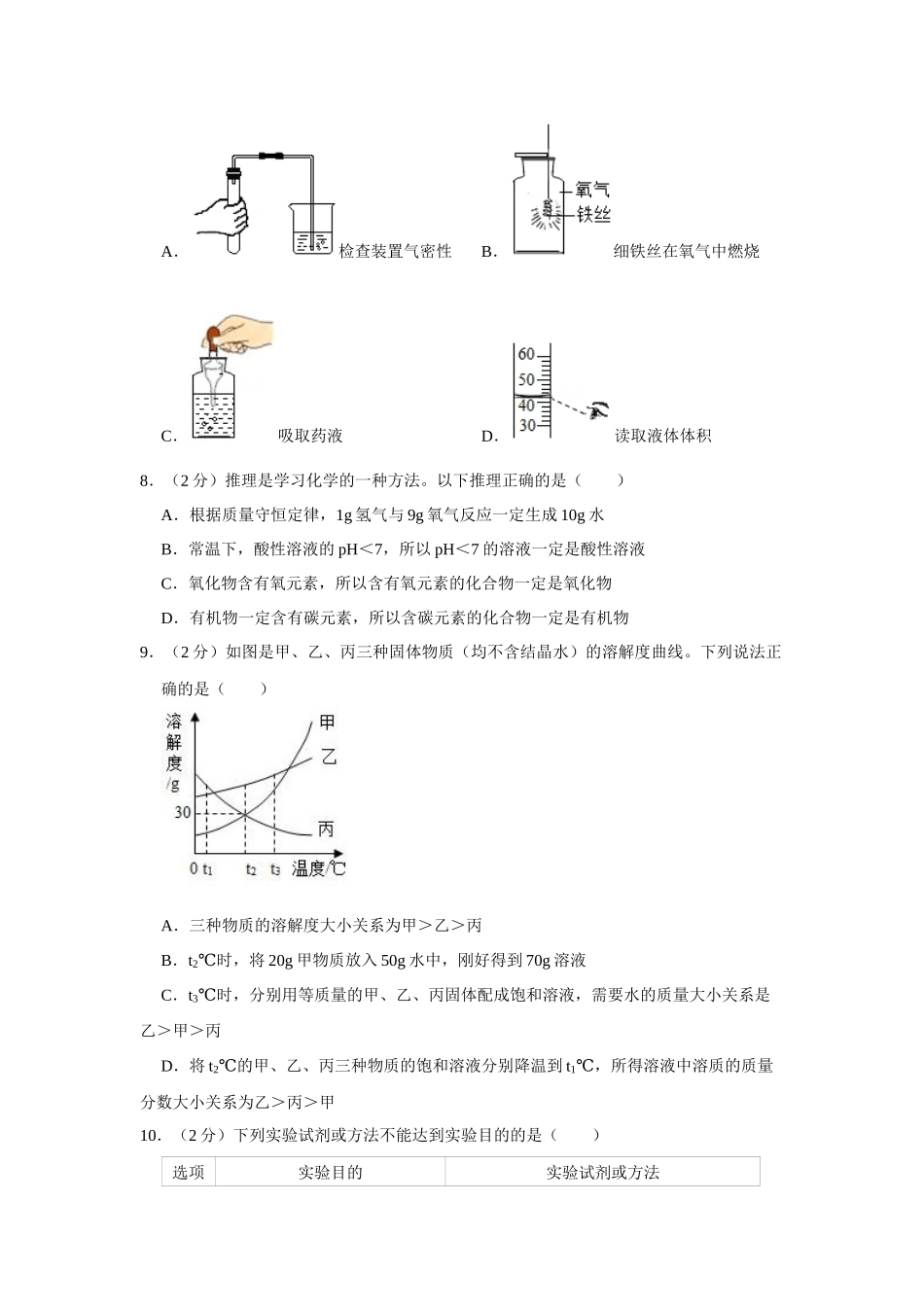 2021年甘肃省武威、白银、定西、平凉、酒泉中考化学试题（原卷版）.docx_第2页