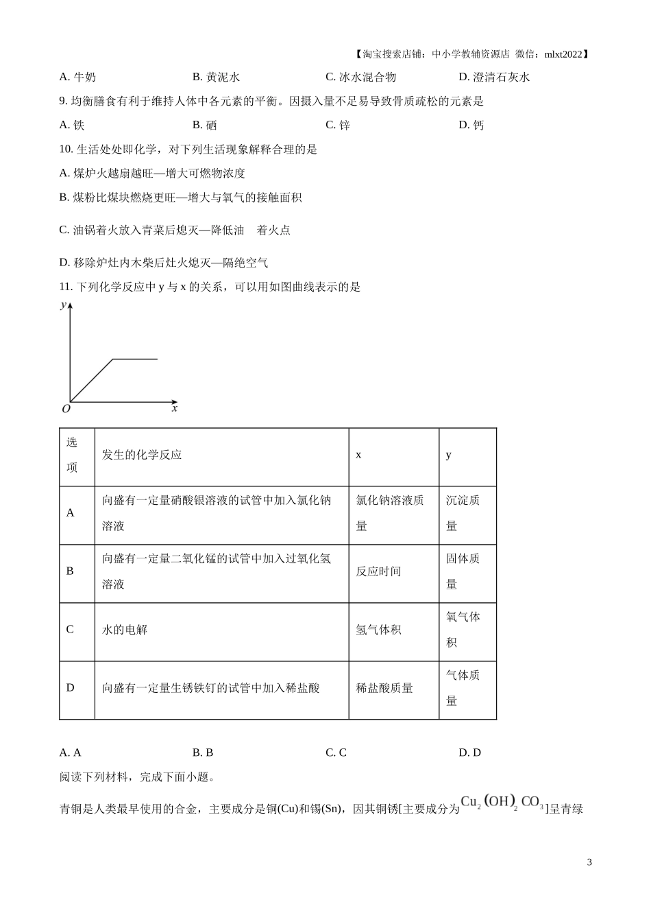 精品解析：2024年山东省枣庄市中考化学真题（原卷版）.docx_第3页