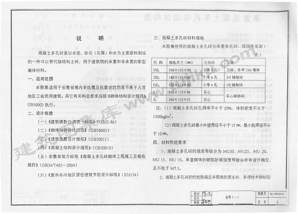 皖2004G416 承重混凝土多孔砖墙体构造（有水印）.pdf_第3页