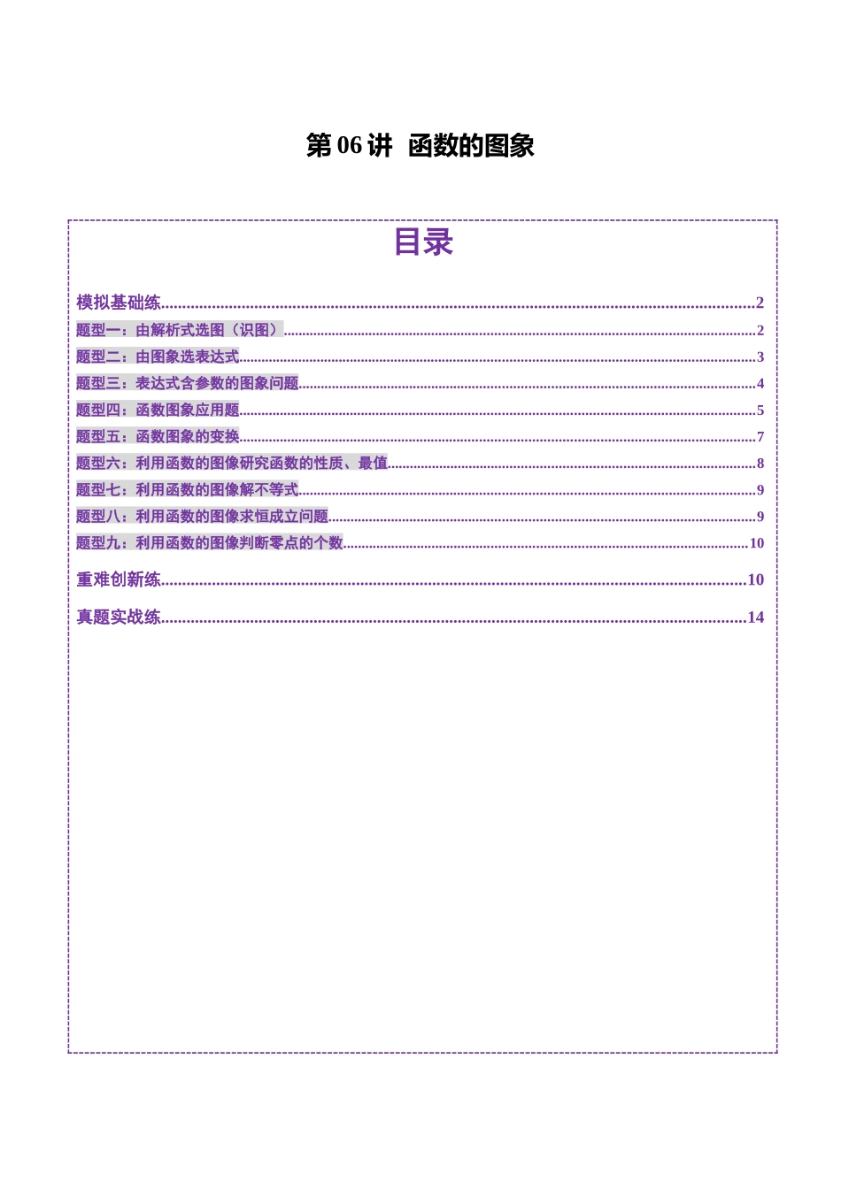 【2025年新高考备考】数学一轮复习-第06讲 函数的图象（九大题型）（练习）（原卷版）.docx_第1页