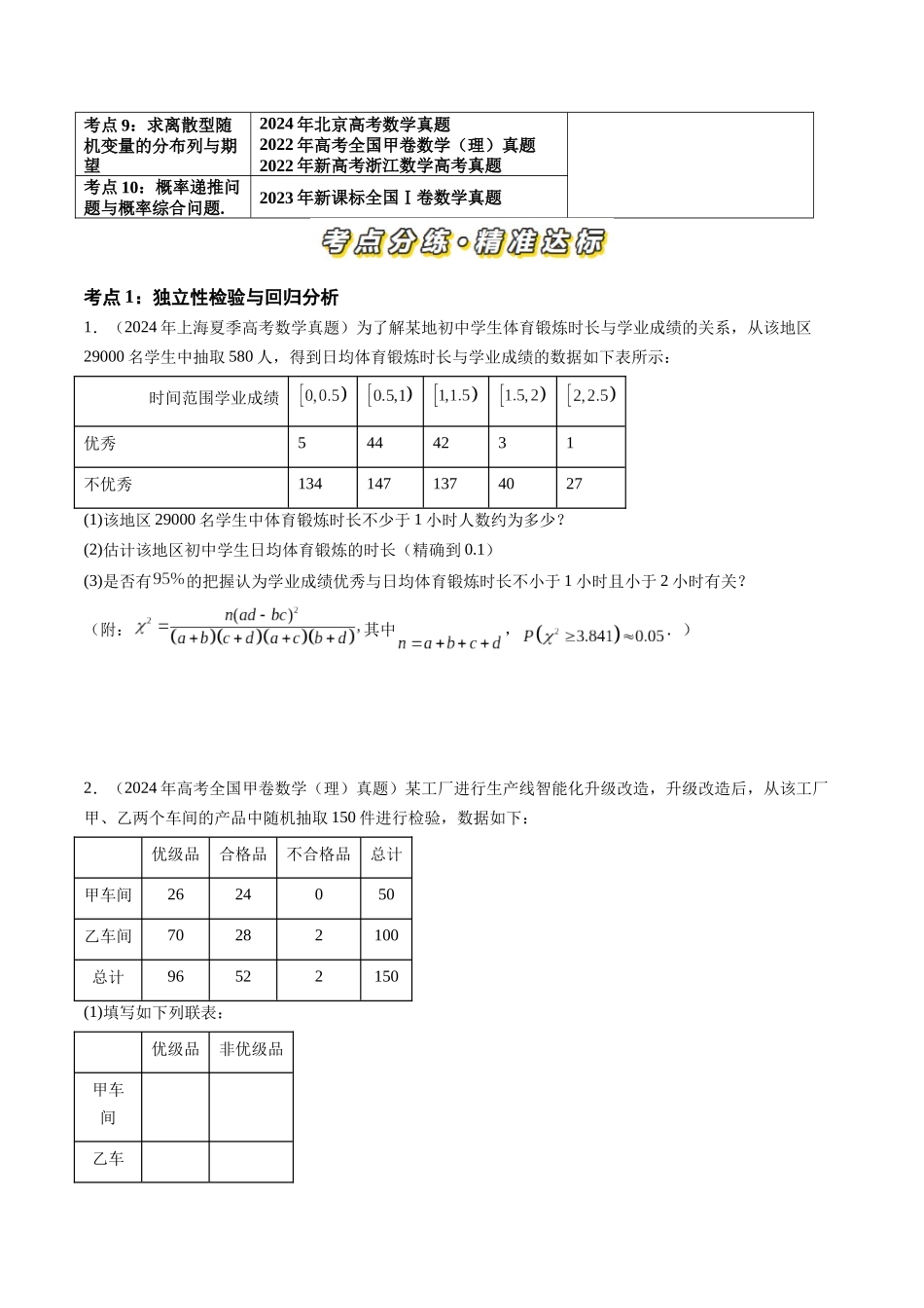 【高考真题分类汇编】三年（2022-2024）-专题12 概率与统计（理）（十大考点）（原卷版）.docx_第2页