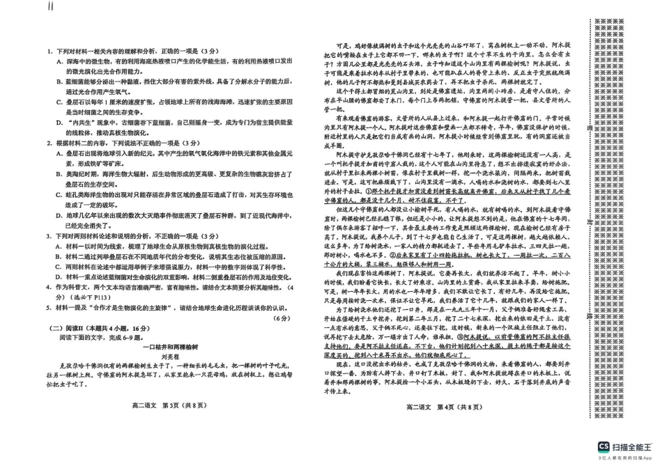 河南省南阳市2024-2025学年高二下学期4月期中考试 语文试题（含答案）.pdf_第2页