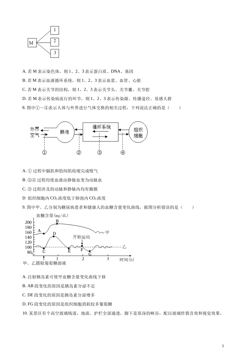 精品解析：2023年山东省菏泽市中考生物真题（原卷版）.docx_第3页