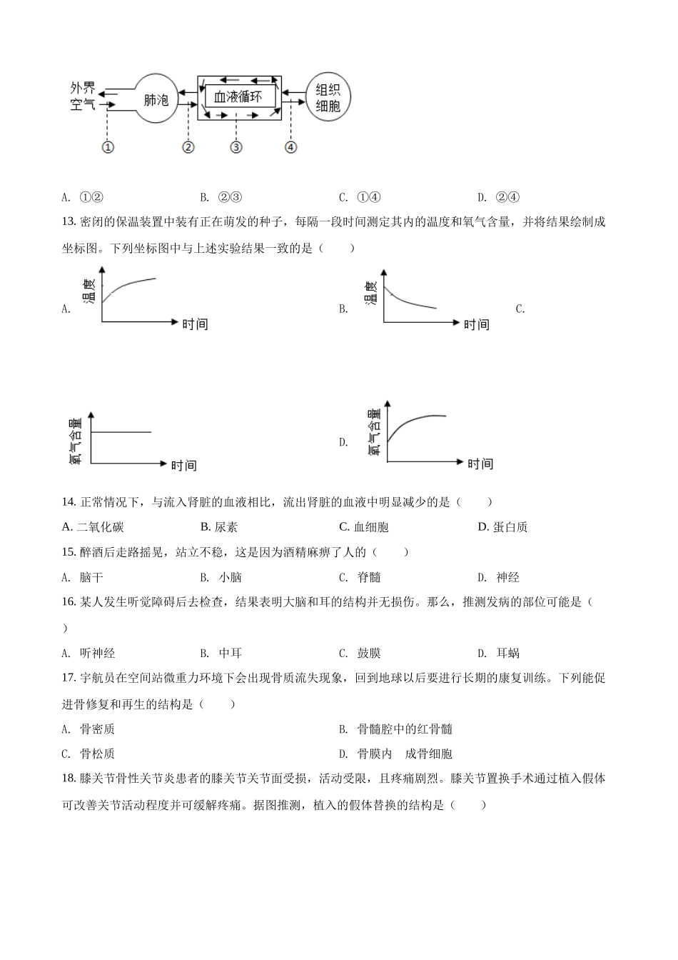 全国各地中考真题：2022年江苏省苏州市中考生物真题（原卷版）.docx_第3页