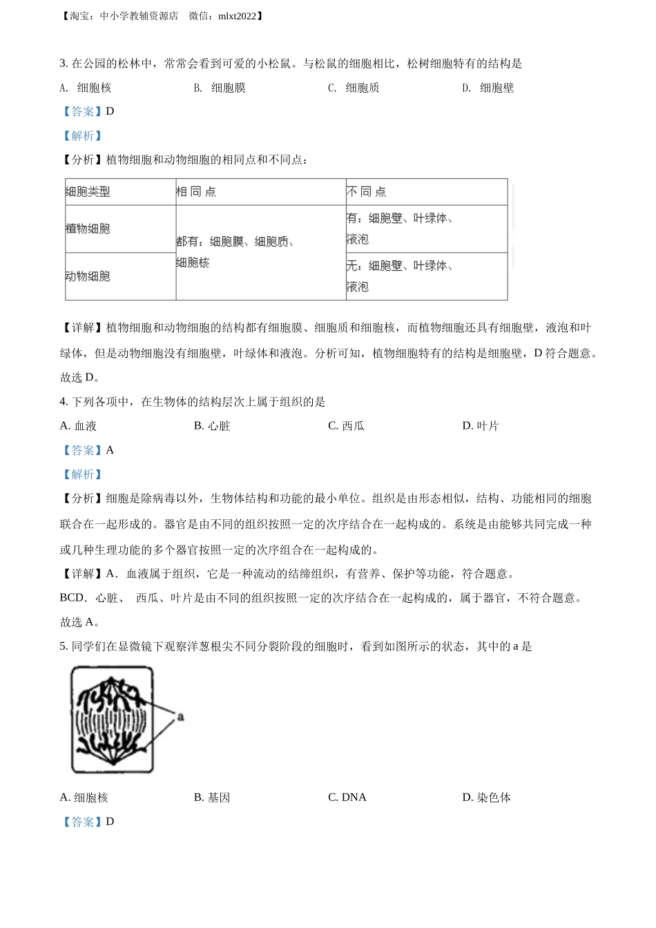 全国各地中考真题：2022年山西省太原市学业水平测试生物真题（解析版）.docx_第2页