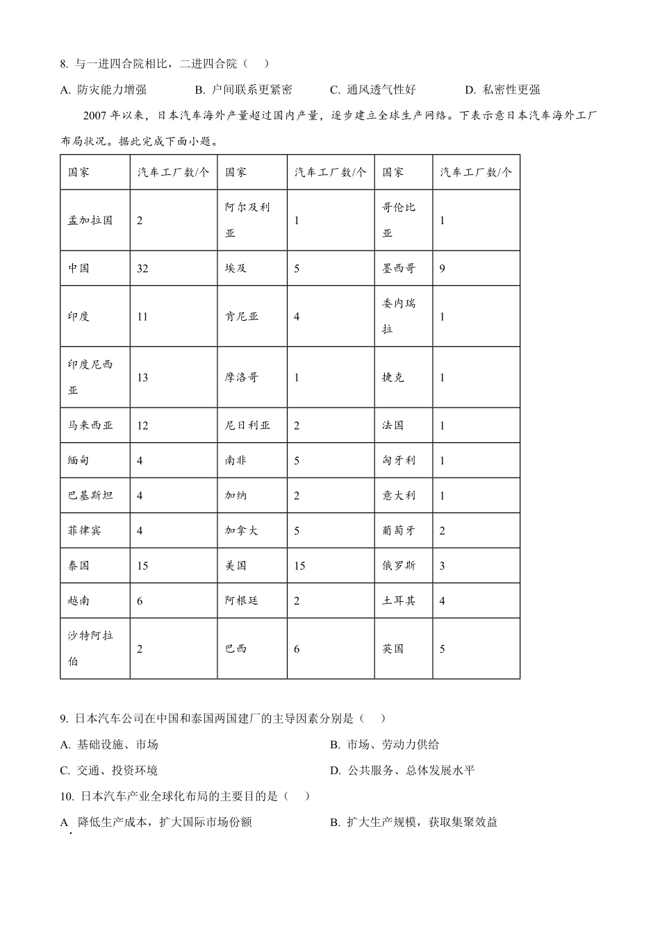 河南省南阳市六校2024-2025学年高一下学期4月期中地理试题（含答案）.pdf_第3页