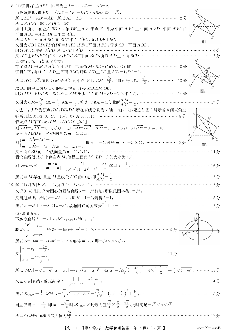河北省保定市六校2024-2025学年高二上学期11月期中数学答案.pdf_第2页