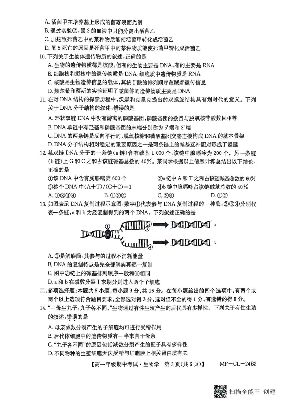 河北省沧州市四县多校联考2024-2025学年高一下学期4月期中考试生物试题.pdf_第3页