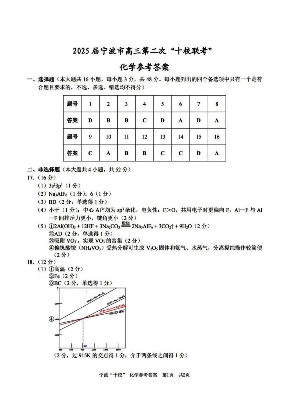 【浙江卷】浙江省宁波市宁波“十校”2025届高三3月联考（3.12-3.14）【化学试题卷答案】.pdf_第1页