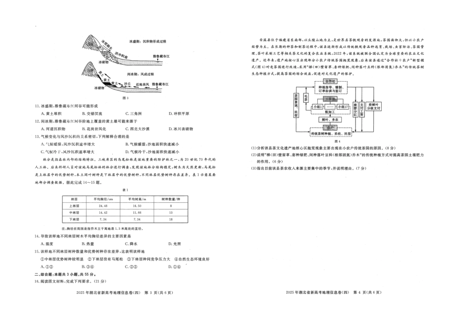 地理试卷湖北省2025年湖北省新高考信息卷（四）（5.16-5.17）.pdf_第2页
