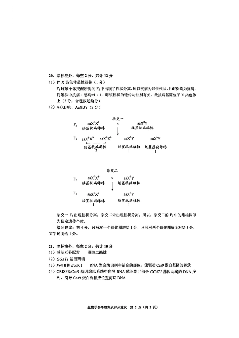 生物试卷答案贵州省贵阳市2025年高三年级适应性考试（二）（贵阳二模）（5.6-5.8）.pdf_第2页