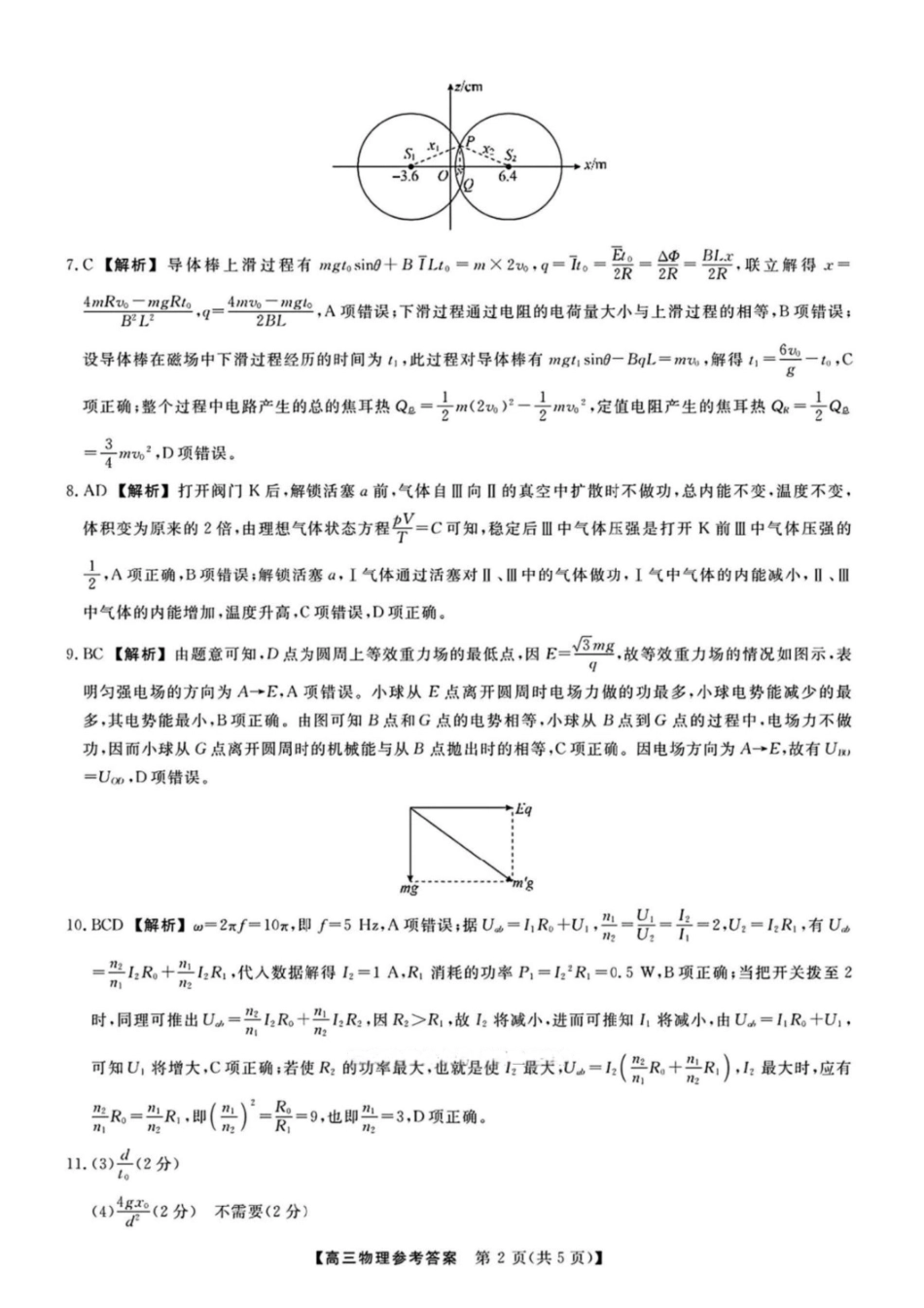 物理试题卷答案河南省金科新未来2025届高三下学期5月质量检测联考（下标HN）（5.19-5.20）.pdf_第2页