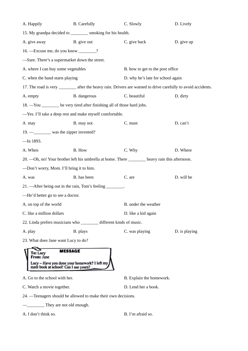 2024年甘肃省白银市中考英语真题（原卷版）.docx_第2页