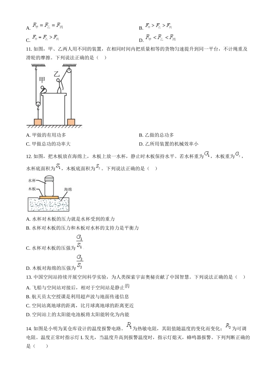 2024年河南省中考物理试题（原卷版）.docx_第3页