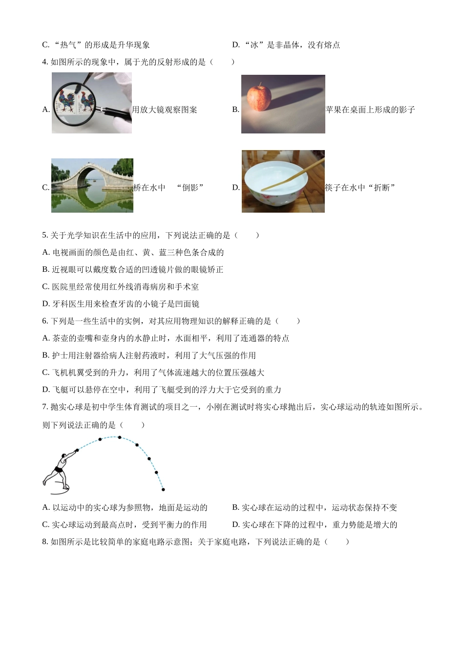 2024年黑龙江省齐齐哈尔市中考物理试题（原卷版）.docx_第2页