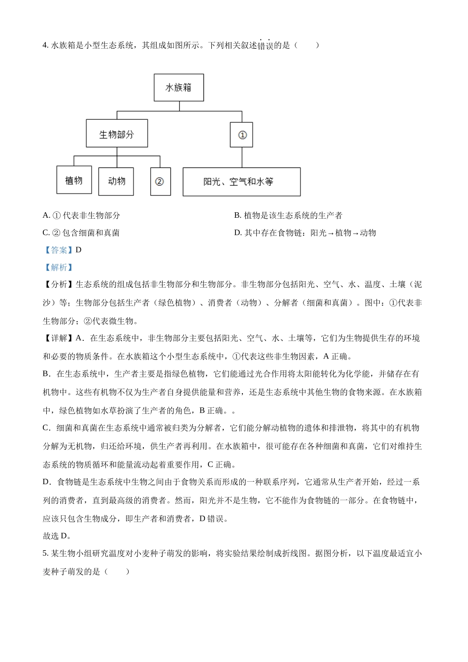 2024年吉林省长春市中考生物真题（解析版）.docx_第3页