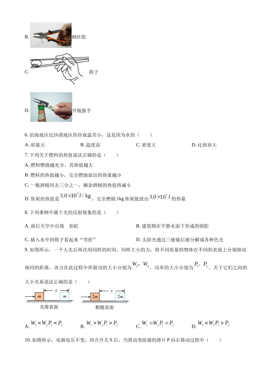2024年江苏省连云港市中考物理试题（原卷版）.docx_第2页