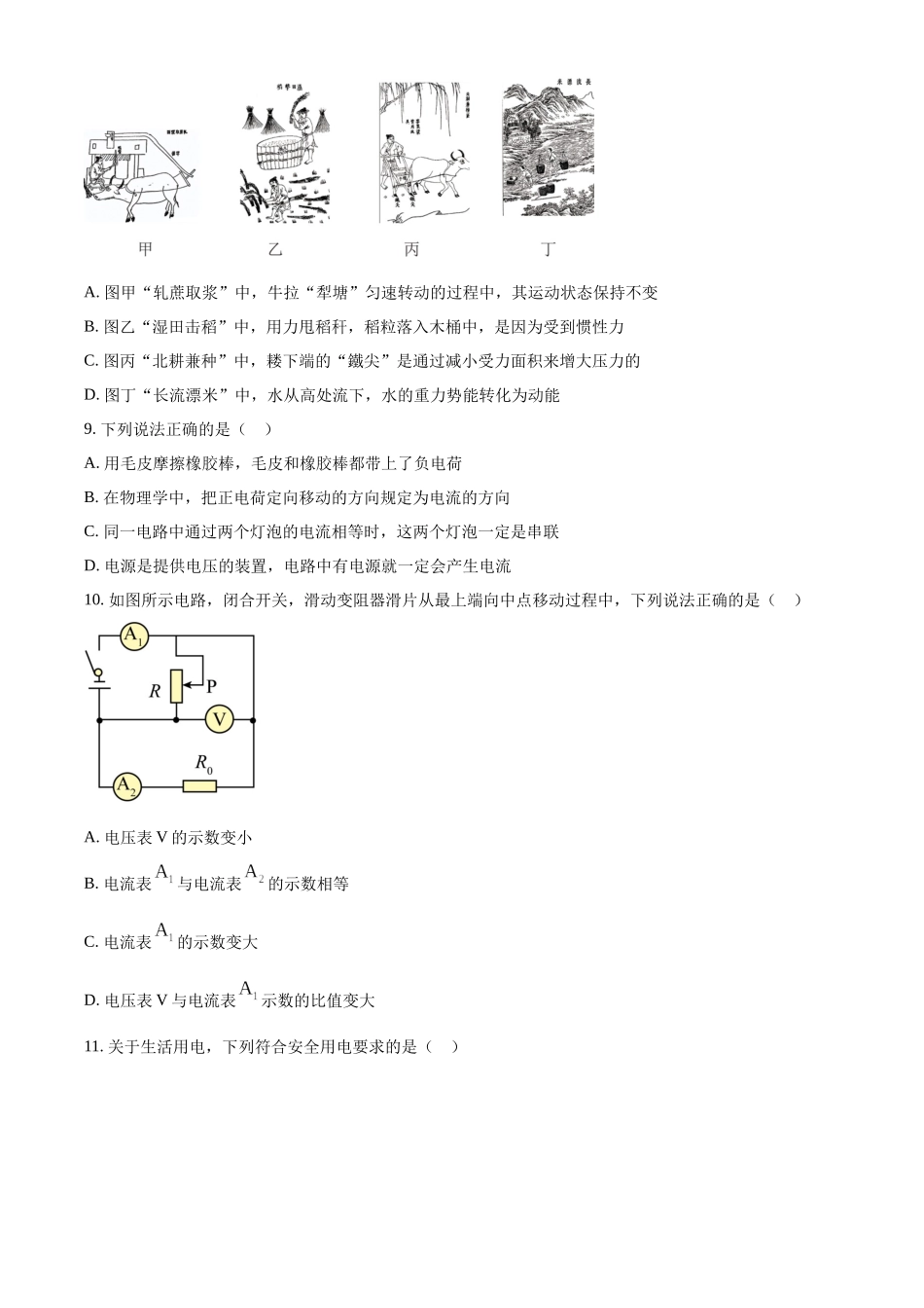 2024年山东省滨州市中考物理试题（原卷版）.docx_第3页