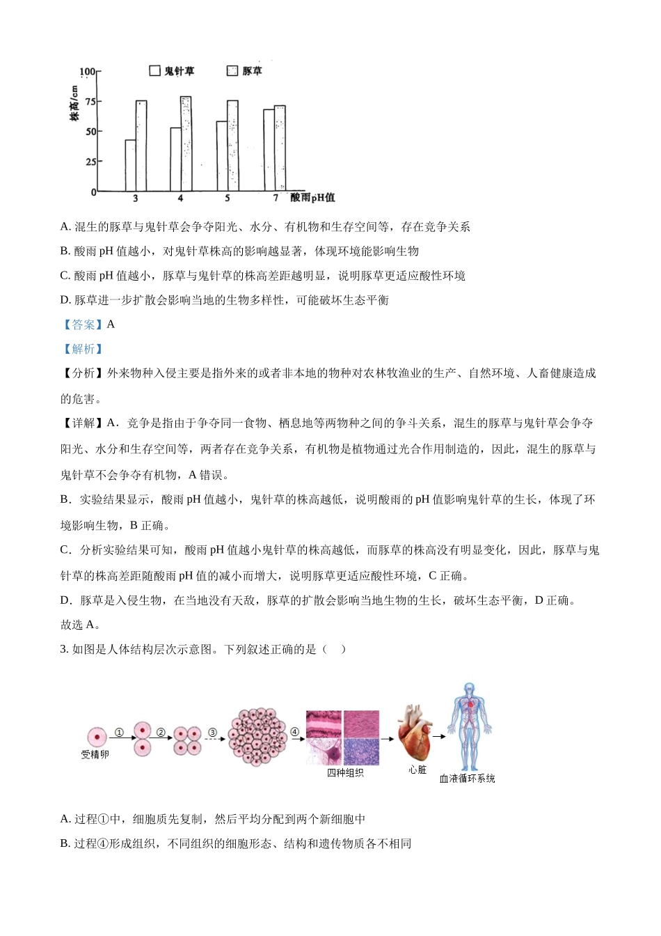 2024年山东省泰安市中考生物真题（解析版）.docx_第2页