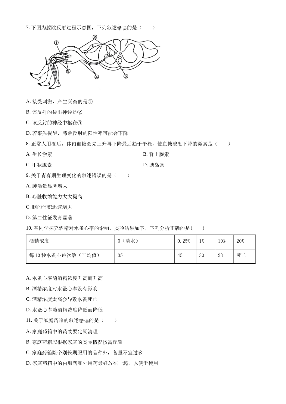 2024年上海市中考生物试题（原卷版）.docx_第2页