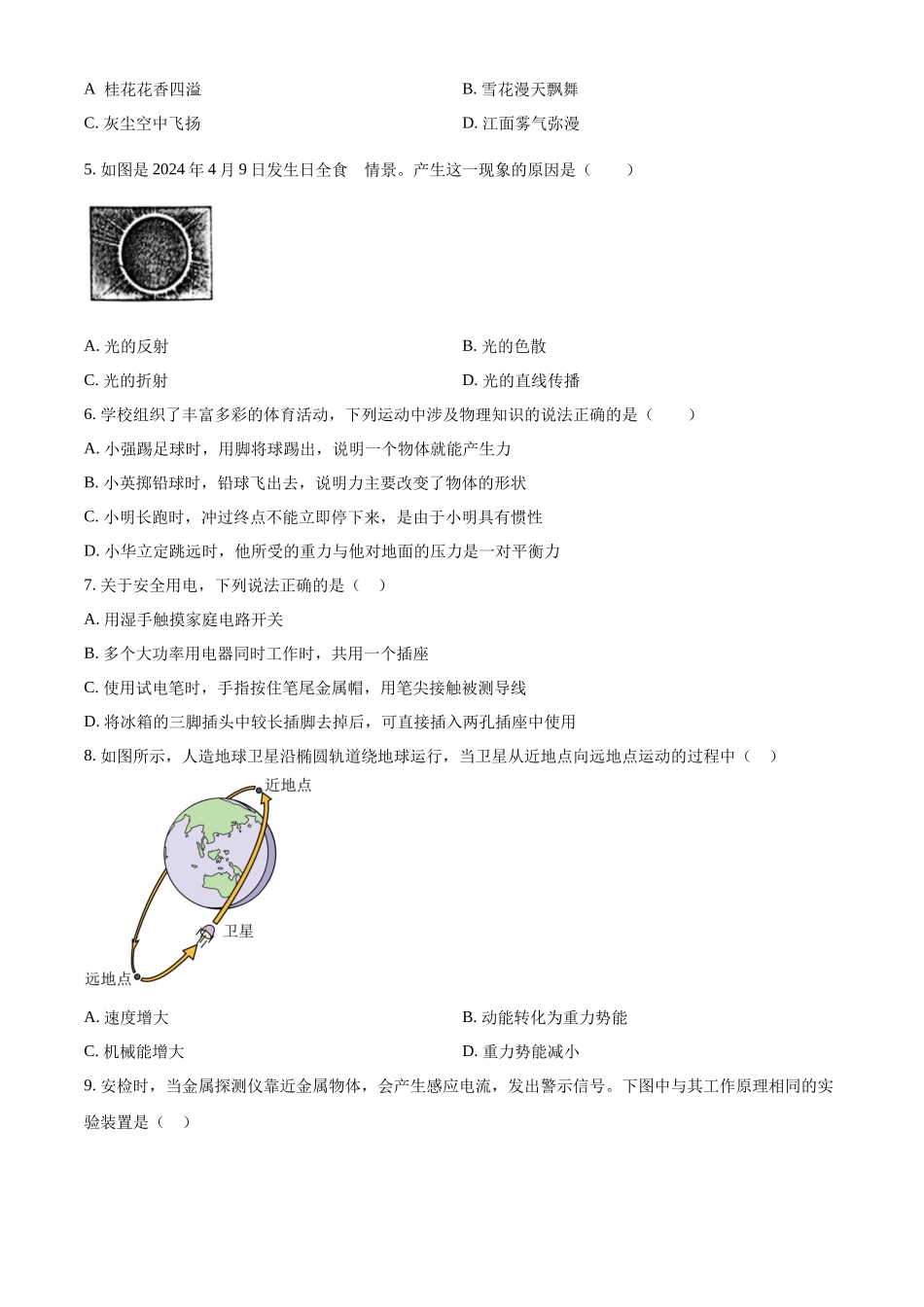 2024年四川省宜宾市中考物理试题（原卷版）.docx_第2页