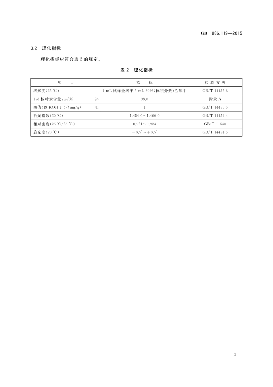 GB 1886.119-2015 食品安全国家标准 食品添加剂 1，8-桉叶素.pdf_第3页