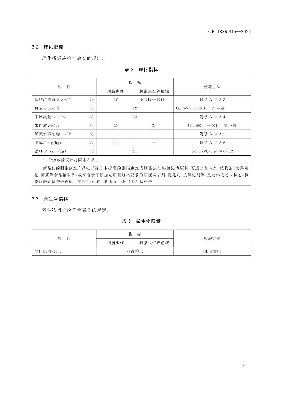 GB 1886.315-2021 食品安全国家标准 食品添加剂 胭脂虫红及其铝色淀.pdf_第3页