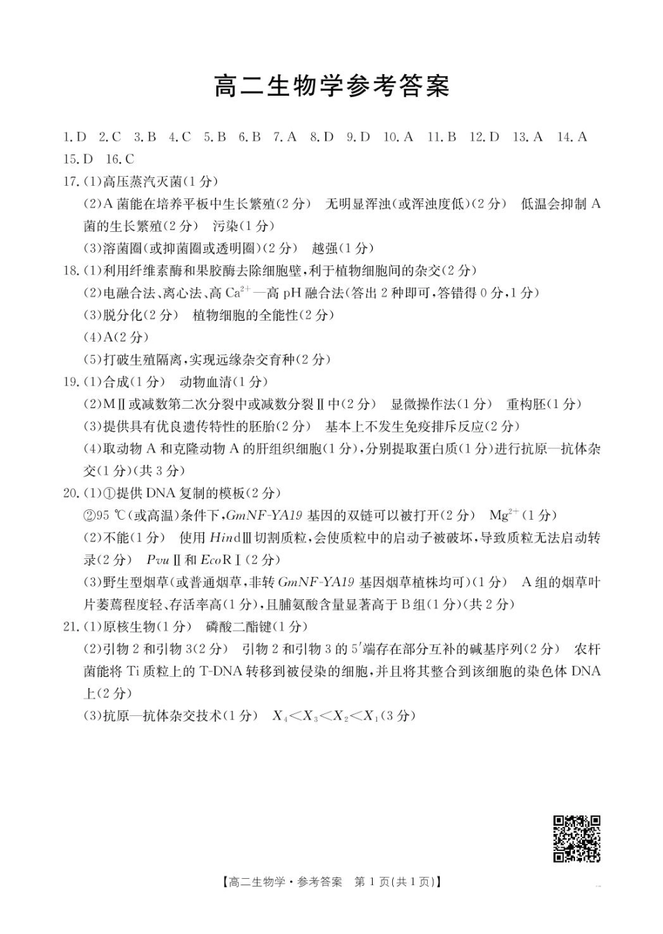 广东省佛山市H7联盟2024-2025学年高二5月联考生物答案.pdf_第1页