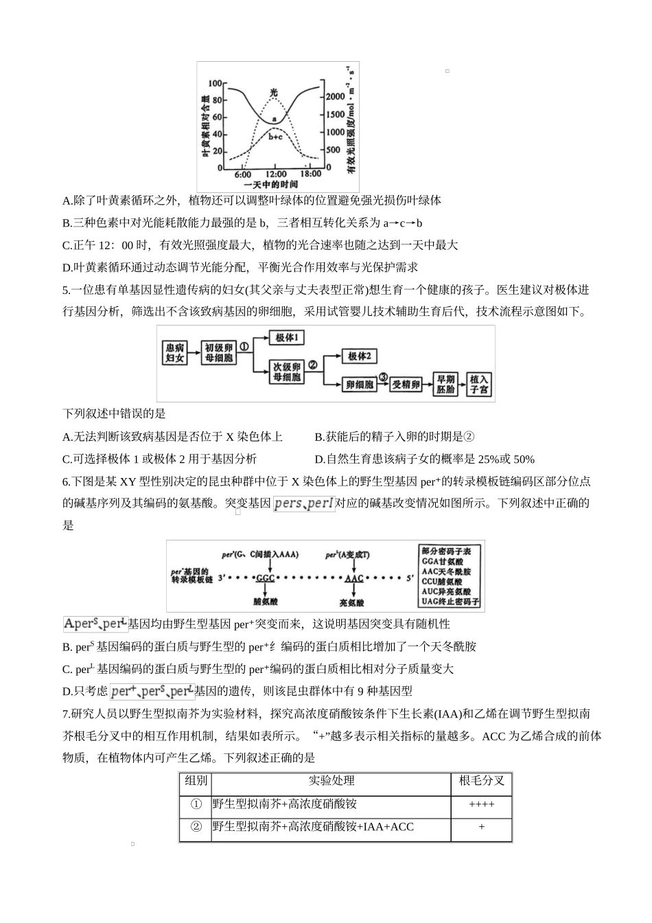 生物试卷（雅礼10次2模）湖南省长沙市雅礼中学2025届高三模拟试卷（二）暨雅礼月考卷（十）（5.24-5.25）.docx_第2页