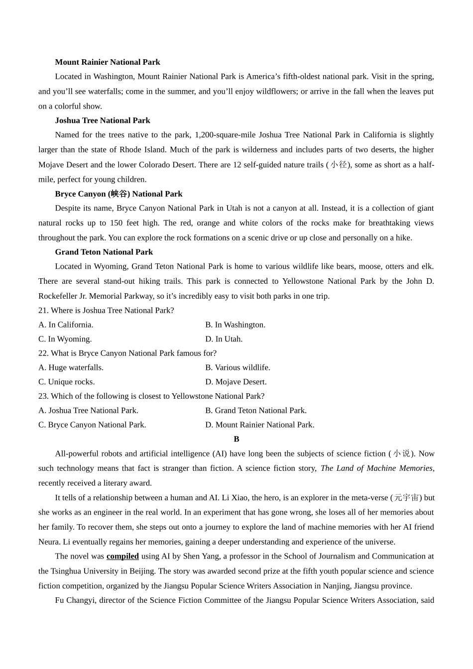 陕西省榆林市七校2024-2025学年高二上学期11月期中联考试题 英语含解析.docx_第3页