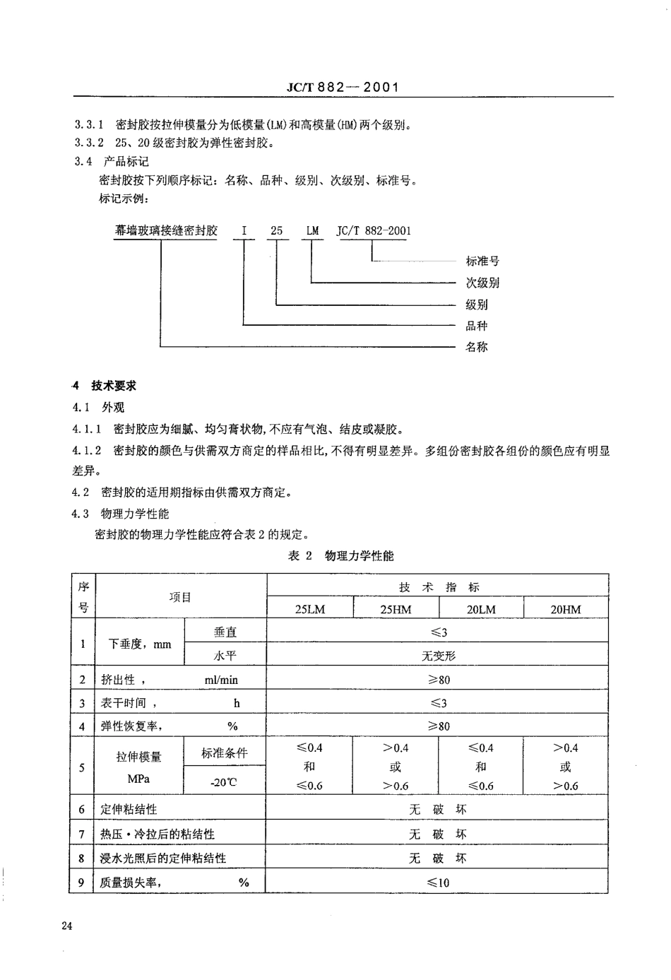 JCT882-2001 幕墙玻璃接缝用密封胶.pdf_第3页